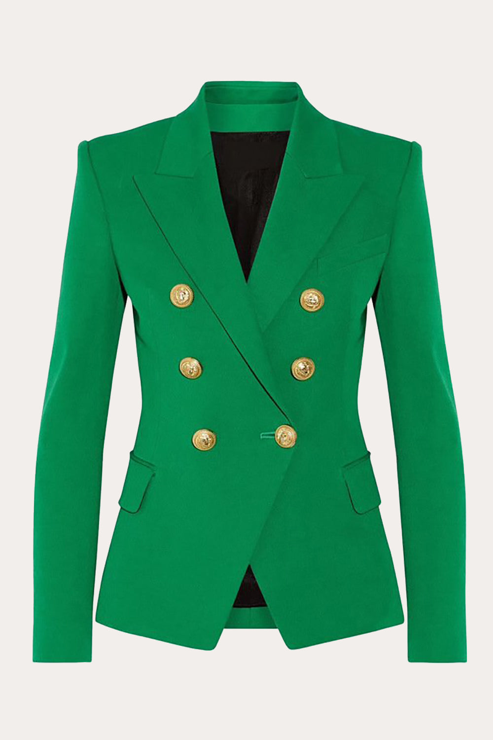 Green Double Breasted Peak Lapel Women Prom Blazer