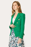 Green Double Breasted Peak Lapel Women Prom Blazer