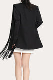 Black Fringed Peak Lapel Prom Women Blazer