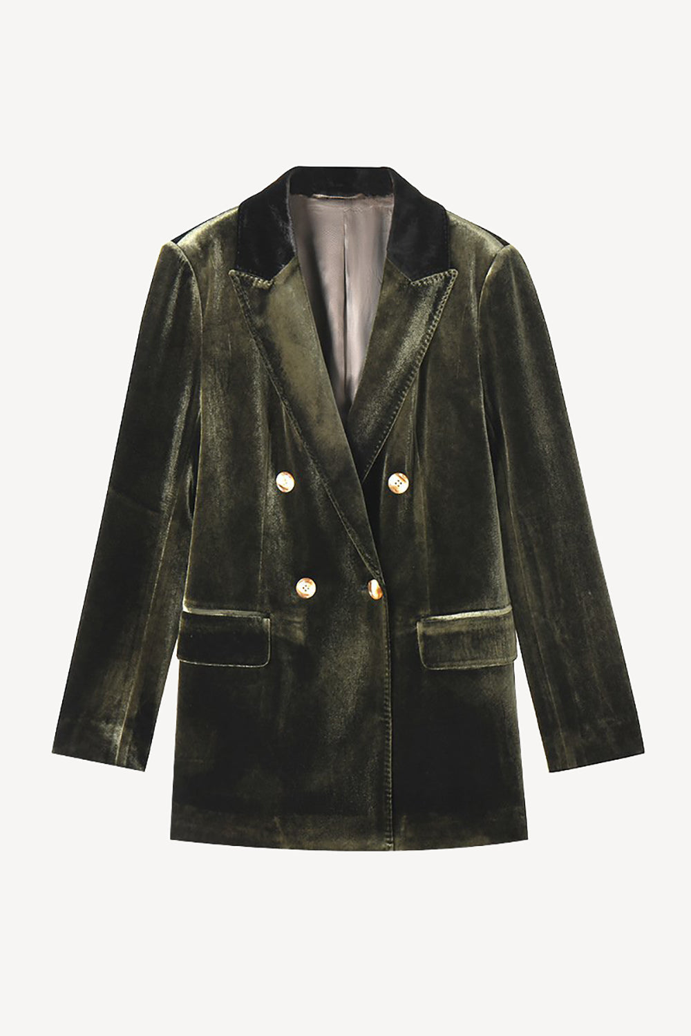 Dark Green Velvet Double Breasted Women Blazer