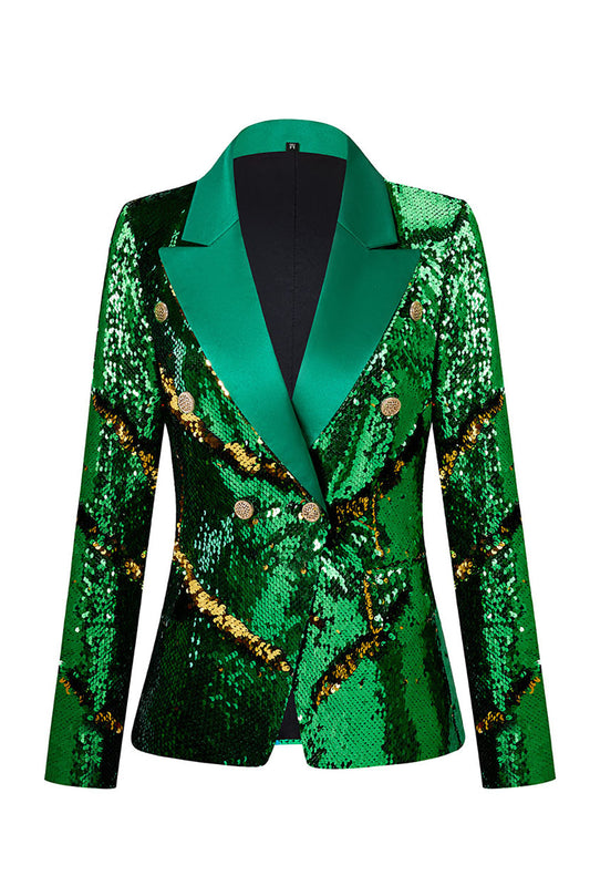 Sparkly Dark Green Sequins Women Party Blazer