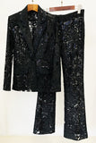 Sparkly Black Lace 2 Piece Women Party Suits