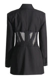 Black Corset Shawl Lapel Women Blazer