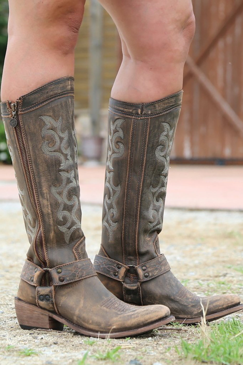 Embroidered Blue Cowgirl Boho Mid Calf Boots