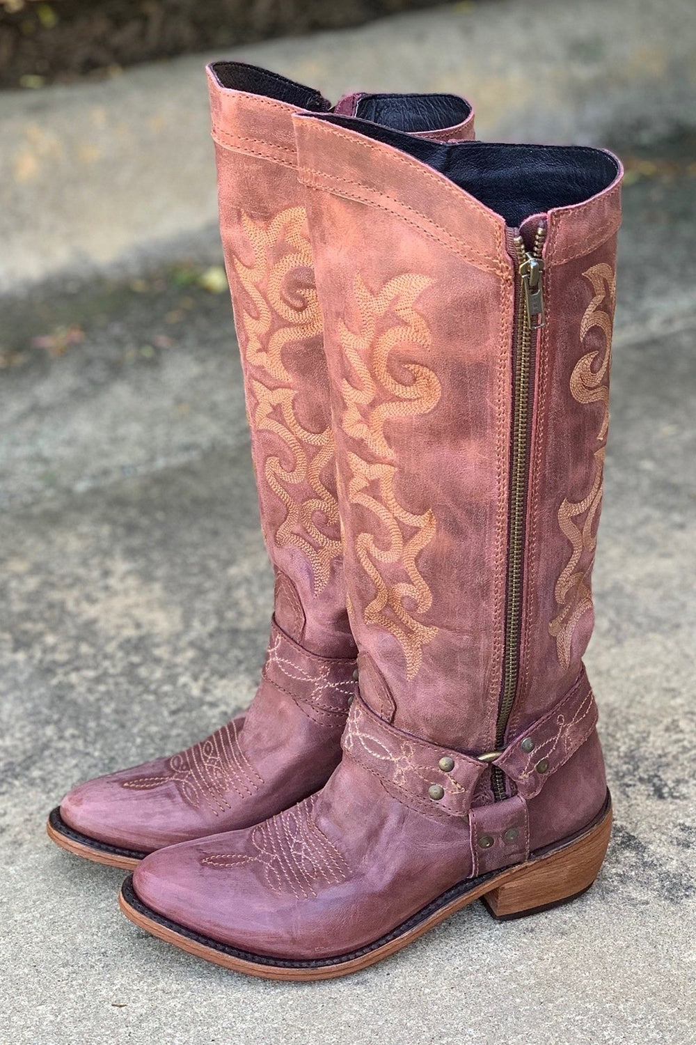 Embroidered Blue Cowgirl Boho Mid Calf Boots