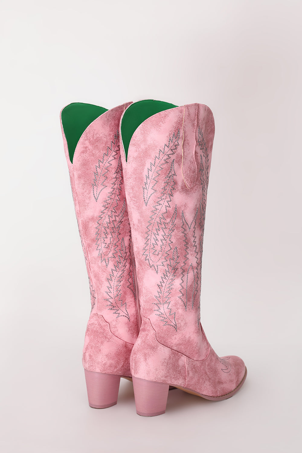 Embroidered Dusty Rose Mid Calf Cowgirl Boho Boots