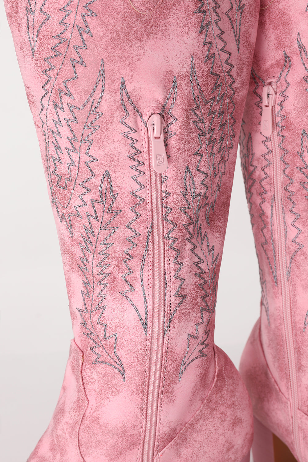 Embroidered Dusty Rose Mid Calf Cowgirl Boho Boots