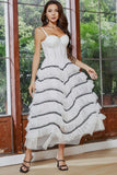 White Ruffled Tulle A-Line Engagement Party Dress