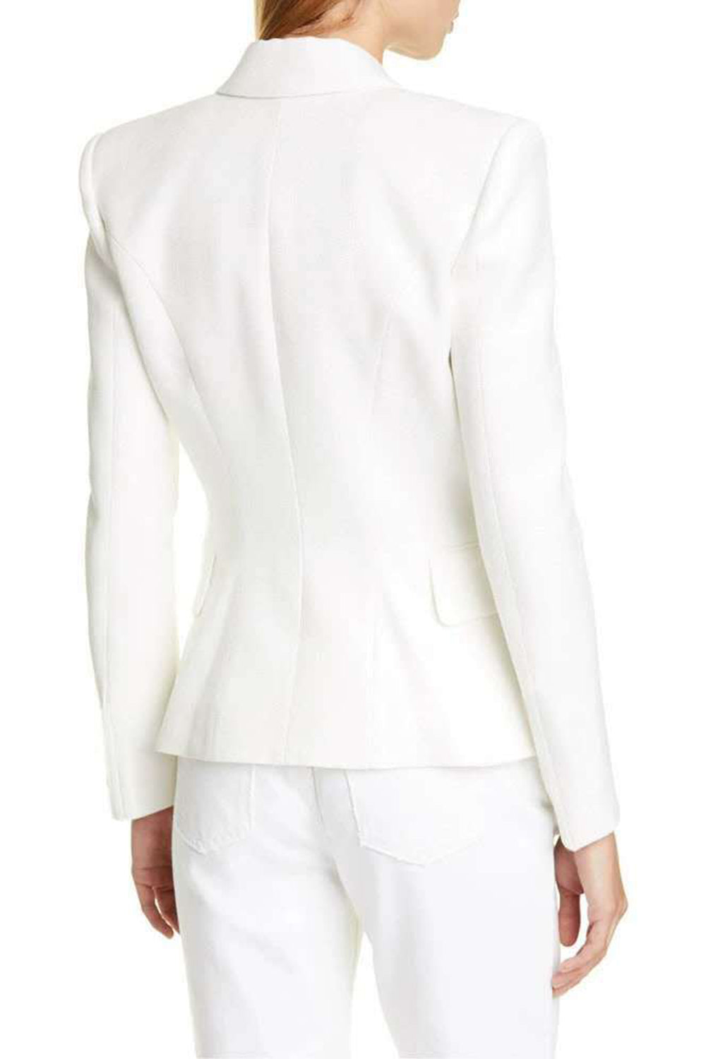 White Peak Lapel Double Breasted Women Blazer