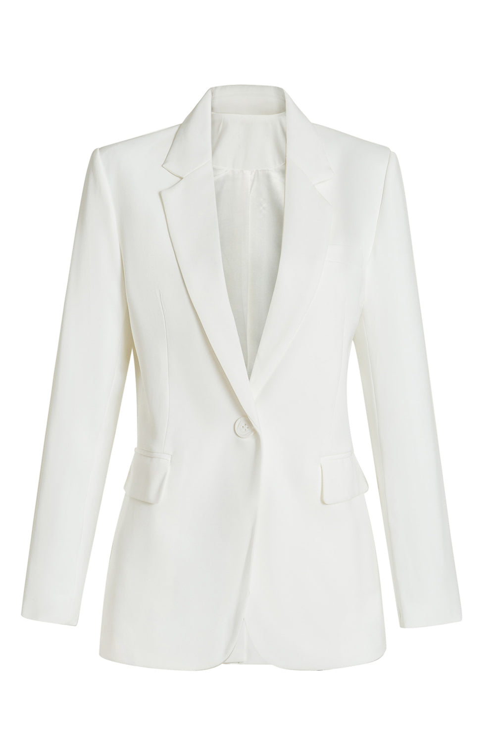 White Notched Lapel Women Blazer