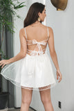 White A-Line Spaghetti Straps Short Graduation Dress