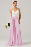 Eucalyptus Open Back Boho Chiffon Long Bridesmaid Dress with Lace