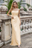 A Line Spaghetti Straps Matcha Long Bridesmaid Dress with Lace Up Back