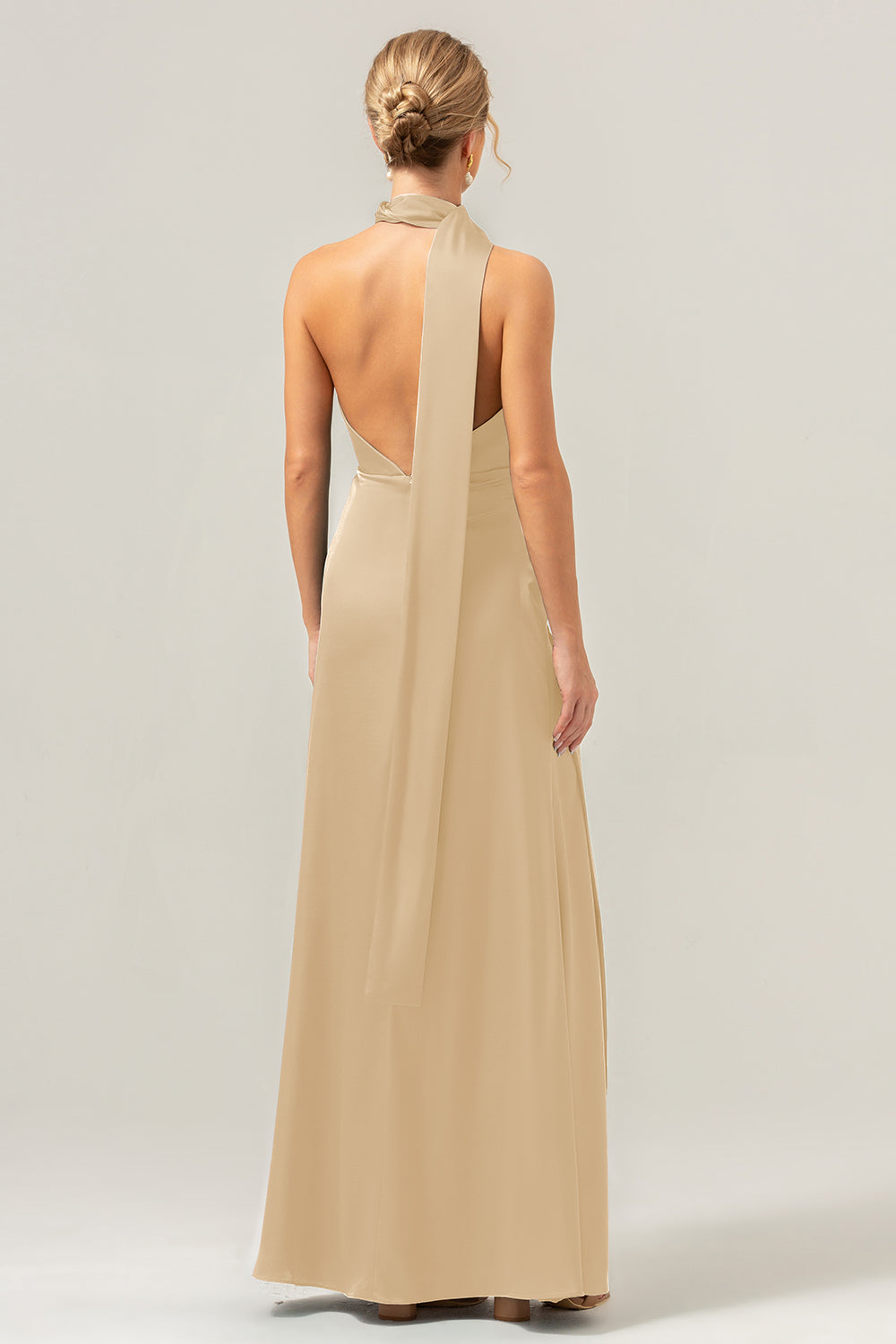 Peacock Sheath V-Neck Backless Long Bridesmaid Dress with Slit