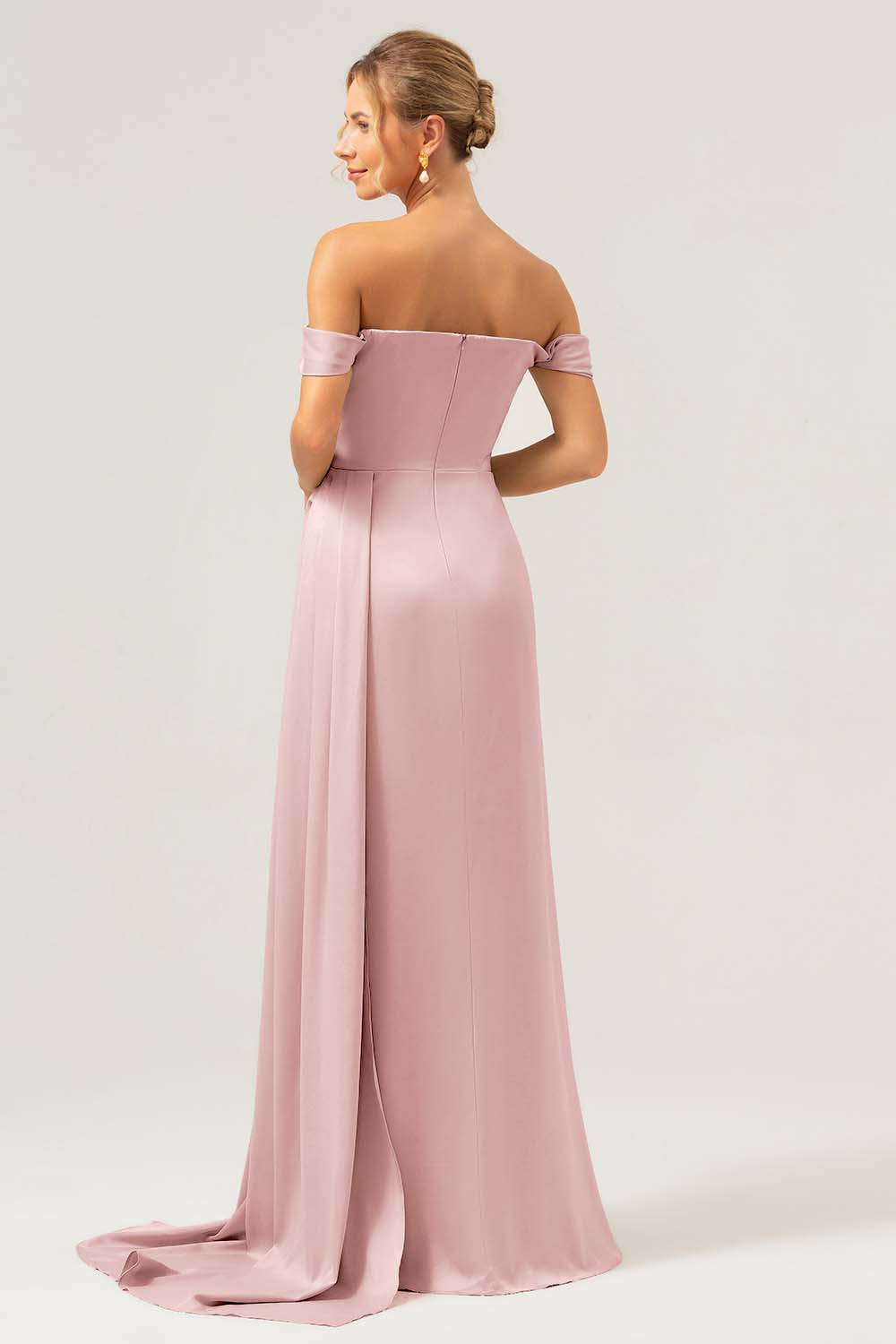 Sage Off The Shoulder Long Bridesmaid Dress with Slit