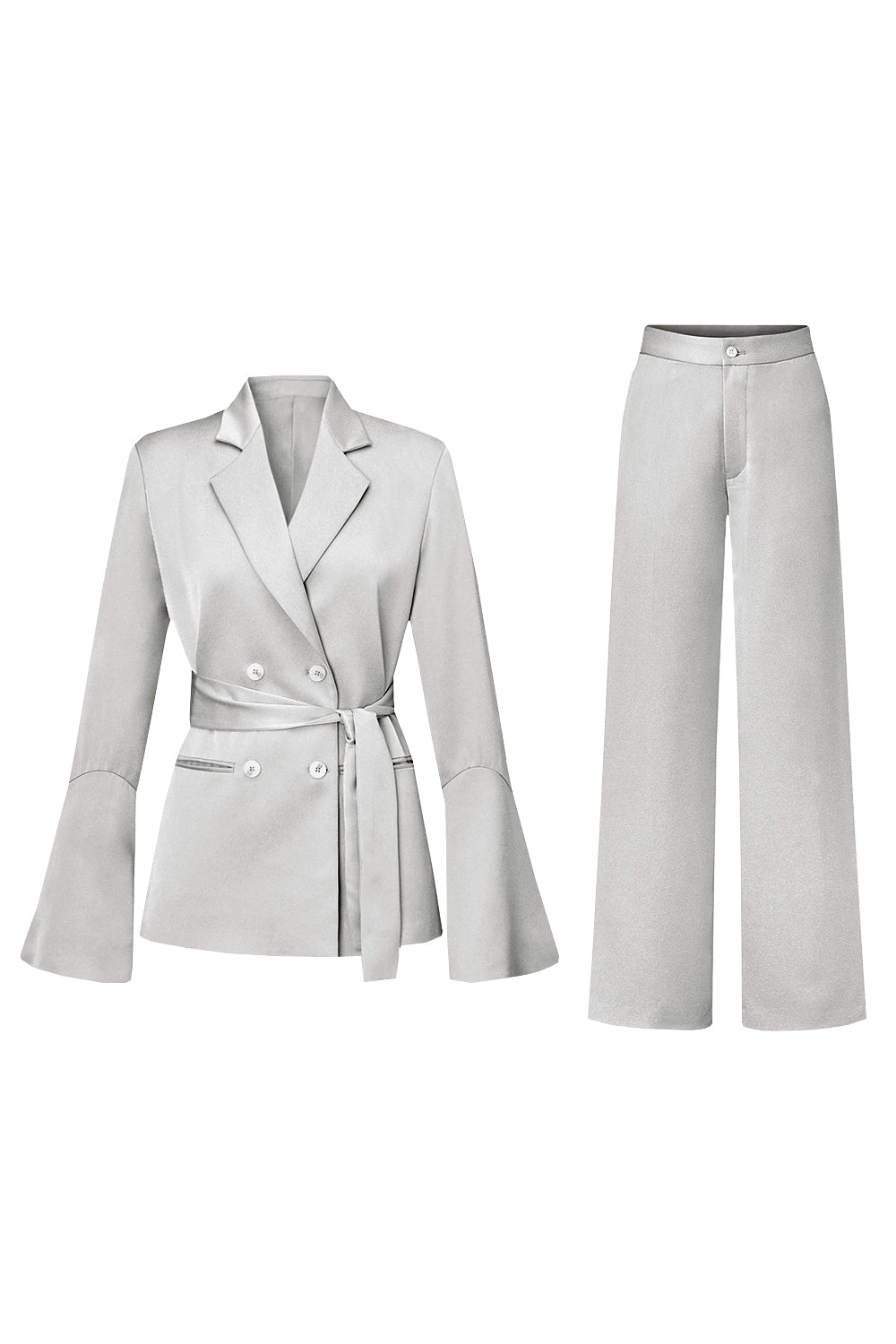 Champagne Double Breasted 2 Piece Women's Suits with Belt