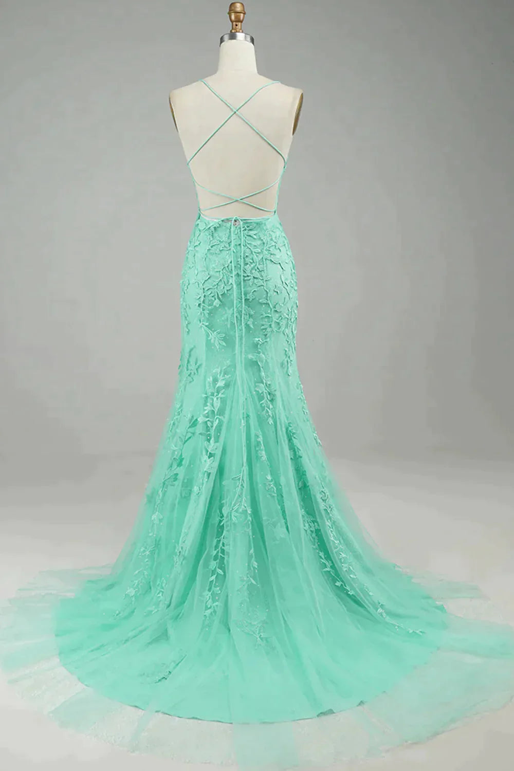 Mint Mermaid Long Prom Dress with Appliques