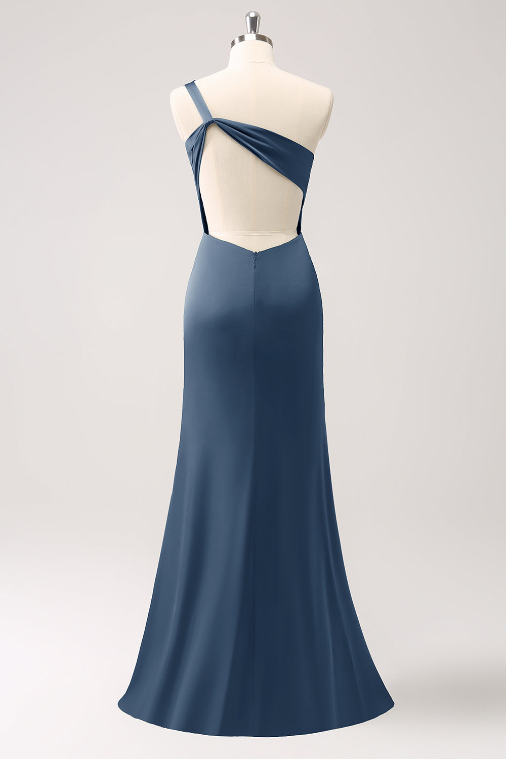 Eucalyptus One Shoulder Mermaid Satin Long Bridesmaid Dress