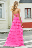 Gorgeous A Line Sweetheart Yellow Corset Prom Dress with Appliques Ruffles