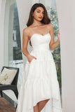 Simple White Asymmetrical Engagement Party Dress