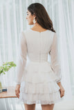 White A-Line Short Tiered Graduation Dress