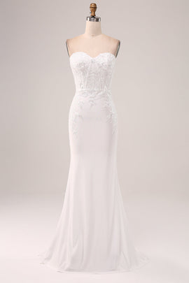 Ivory Strapless Mermaid Wedding Party Dress