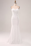 Ivory Strapless Mermaid Wedding Party Dress