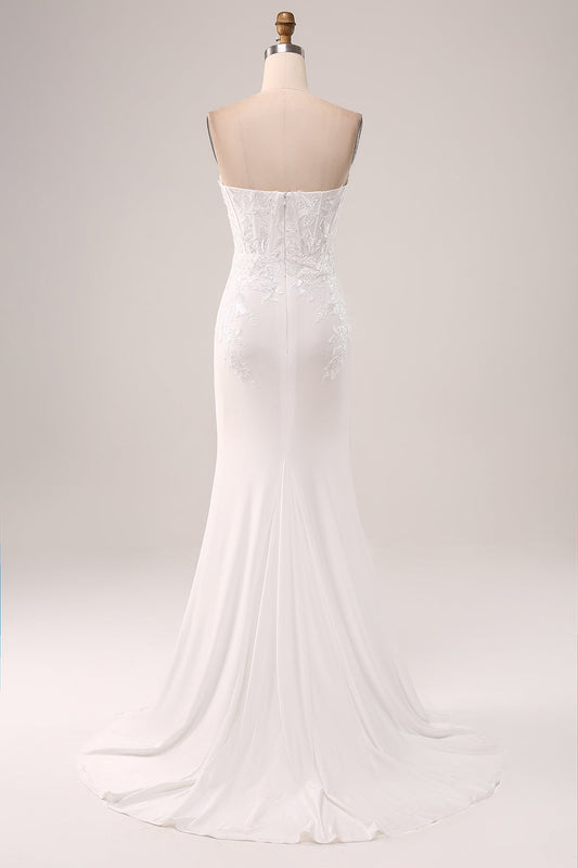 Ivory Strapless Mermaid Wedding Party Dress