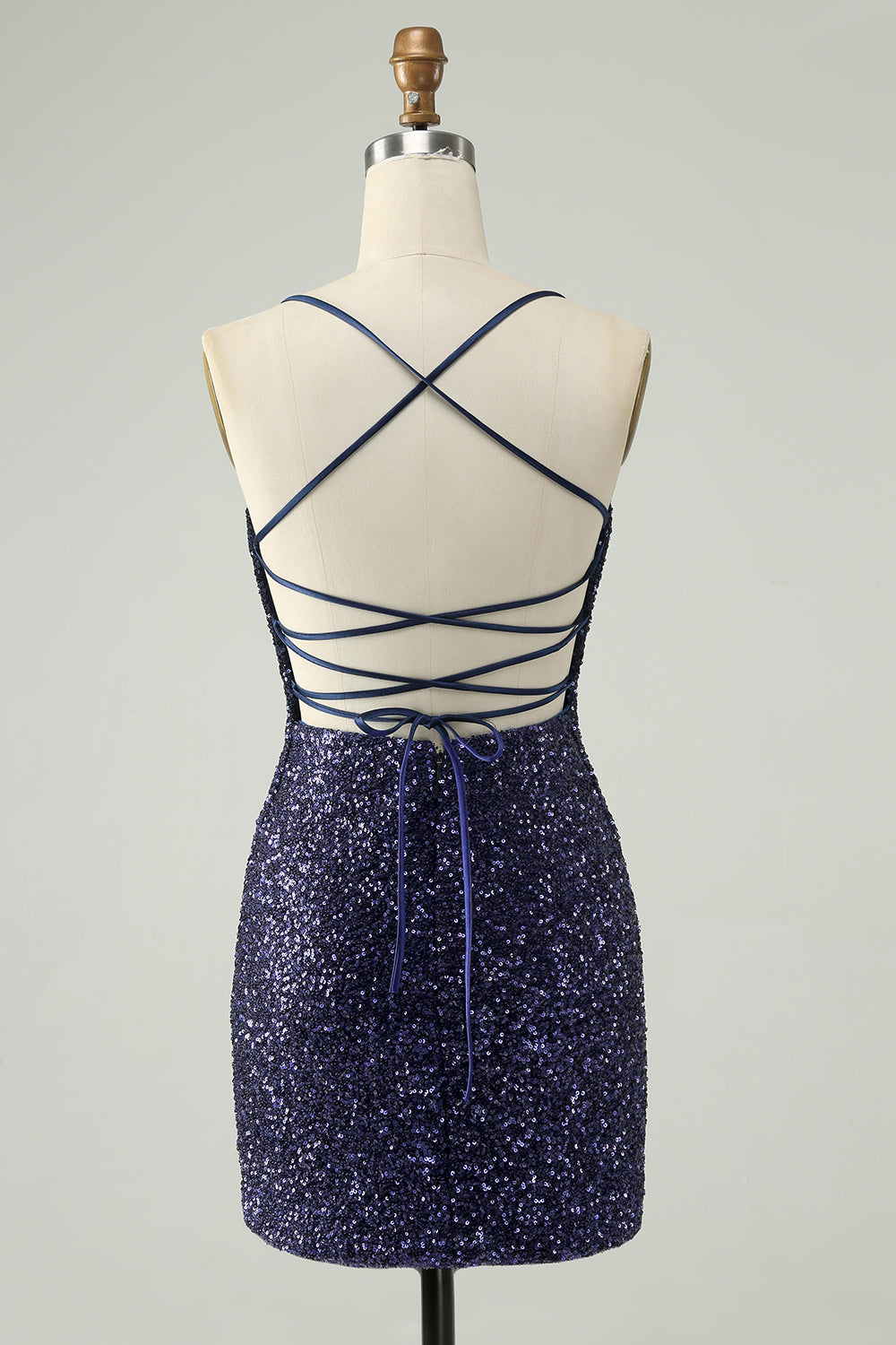 Sparkly Navy Sequins Tight Short Homecoming Dress With Fringes