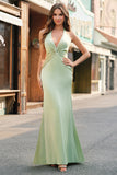 Mermaid Halter Dark Green Long Satin Bridesmaid Dress