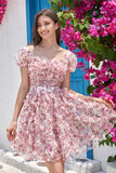 A-Line Square Neck Dusty Rose Short Homecoming Dress