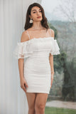 White Bodycon Ruffled Short Graduation Dress