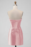 Stylish Fuchsia Bodycon Sweetheart Satin Corset Short Homecoming Dress