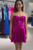 Burgundy A Line Sweetheart Strapless Keyhole Satin Homecoming Dress