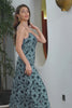 Blue Black Floral Maxi Boho Party Dress