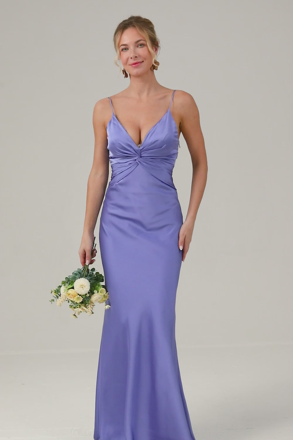 Purple Mermaid Spaghetti Straps Hollow Out Bridesmaid Dress