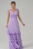 Lilac A-Line Chiffon Long Bridesmaid Dress