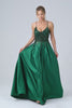 Dark Green A-Line Spaghetti Straps Long Prom Dress