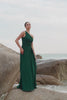 Dark Green A-Line One Shoulder Ruched Long Bridesmaid Dress