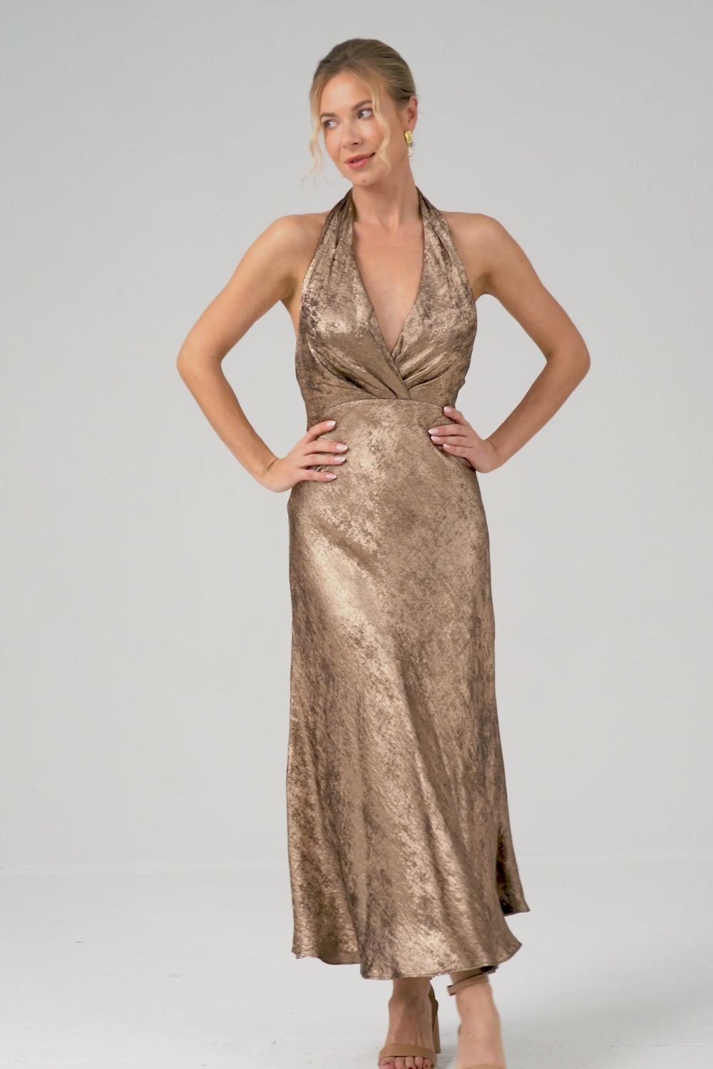 Golden Halter Mermaid Mother Of The Bride Dress