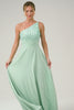 Sparkly Green One Shoulder Chiffon Long Bridesmaid Dress