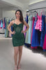 Sparkly Corset Dark Green Tight Short Homecoming Dress with Sequins