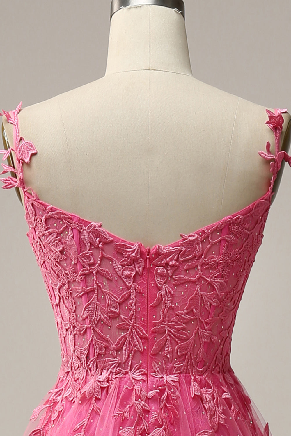 Zapakasa Women Hot Pink Prom Dress A Line Spaghetti Straps Party Dress ...
