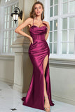 Dark Green Mermaid Spaghetti Straps Long Prom Dress With Slit