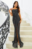 Black Sequin Sweetheart Neck Strapless Mermaid Long Formal Dress