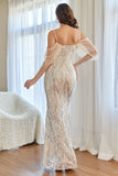 Glitter Mermaid Apricot Sequins Holiday Party Dress