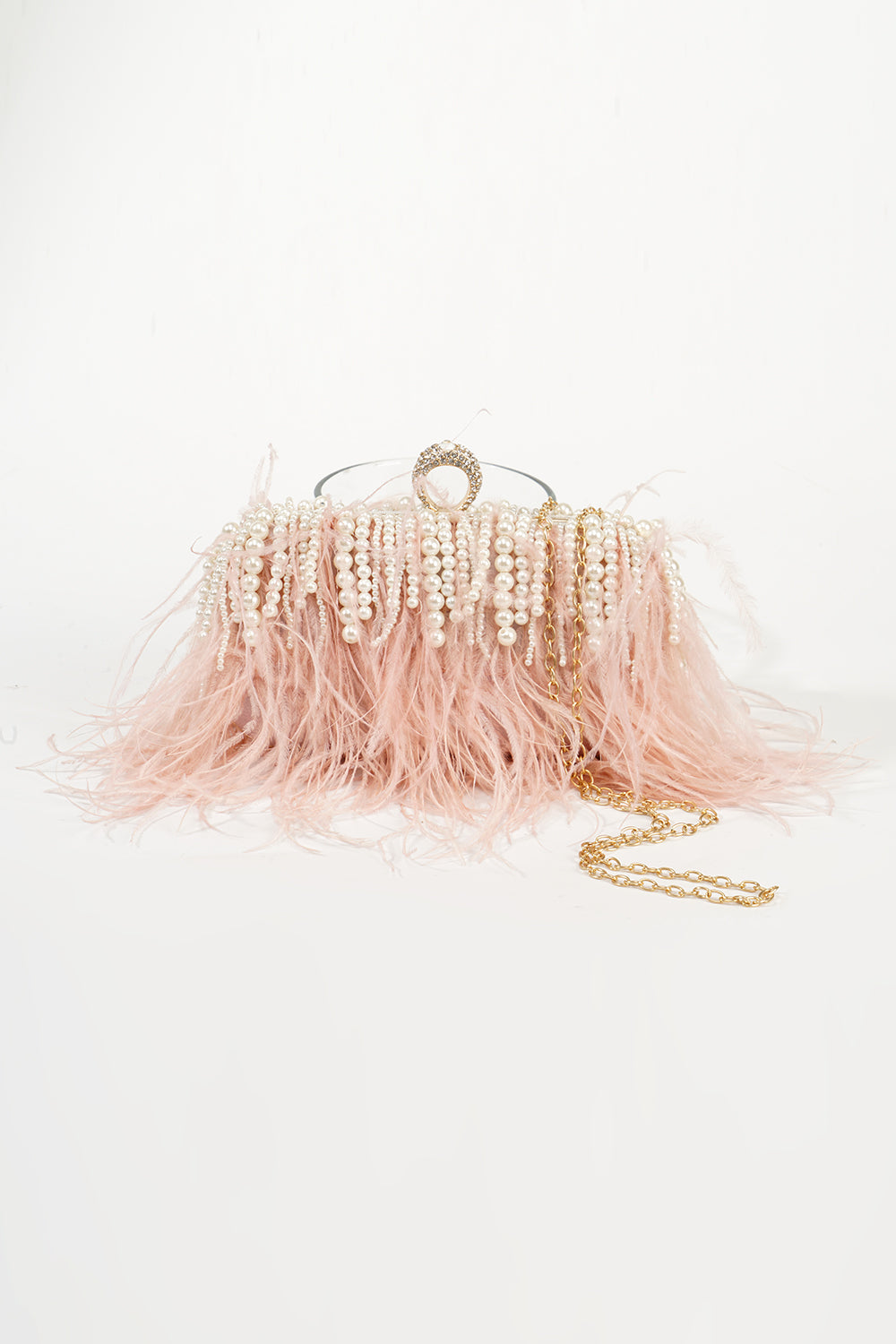 Vintage Ostrich Feather Blush Evening Bag