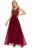 Burgundy V-Neck Beaded Mother of the Bride Dress