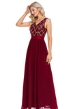 Burgundy V-Neck Beaded Mother of the Bride Dress