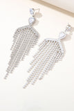 Silver Zircon Tassel Rhinestones Earrings